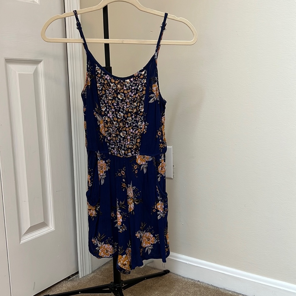 Blue Rain Floral Romper